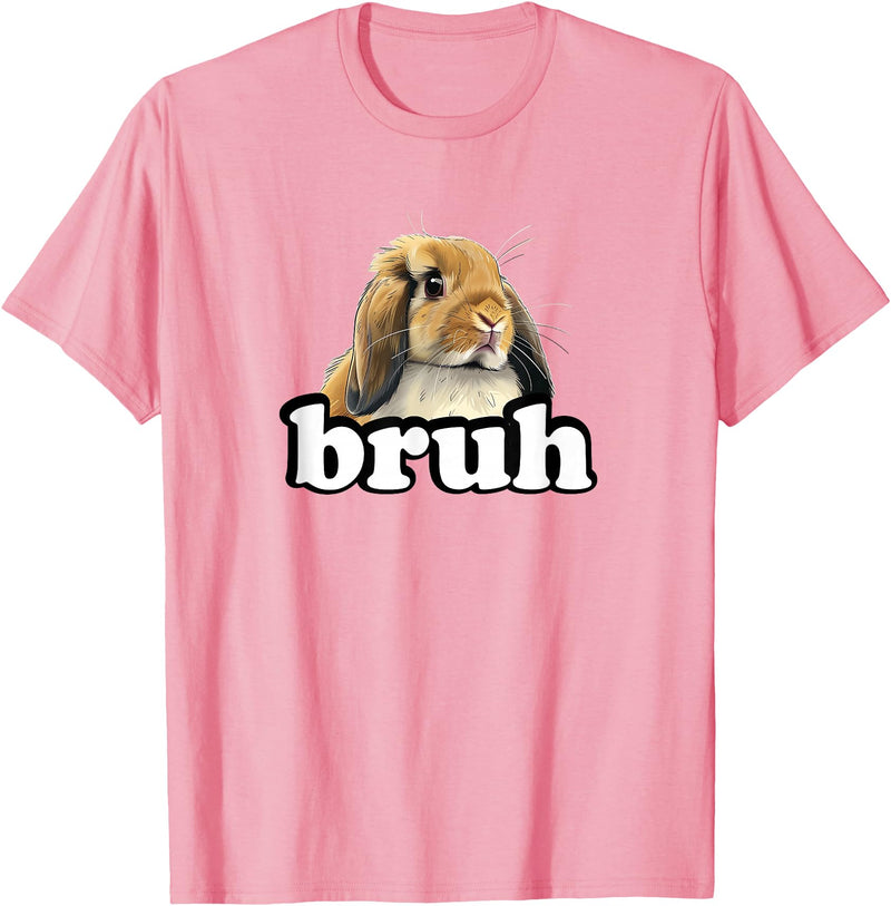 Kids Boys Girls Bruh Mini Holland Lop Bunny Rabbit Lover Hoodie in Pink