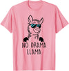 Pretees No Drama Llama Graphic Funny Llama T-Shirt - Women's Adult Unisex-Adults Grey Small Classic Fit Crew Neck Short Sleeve - Pink