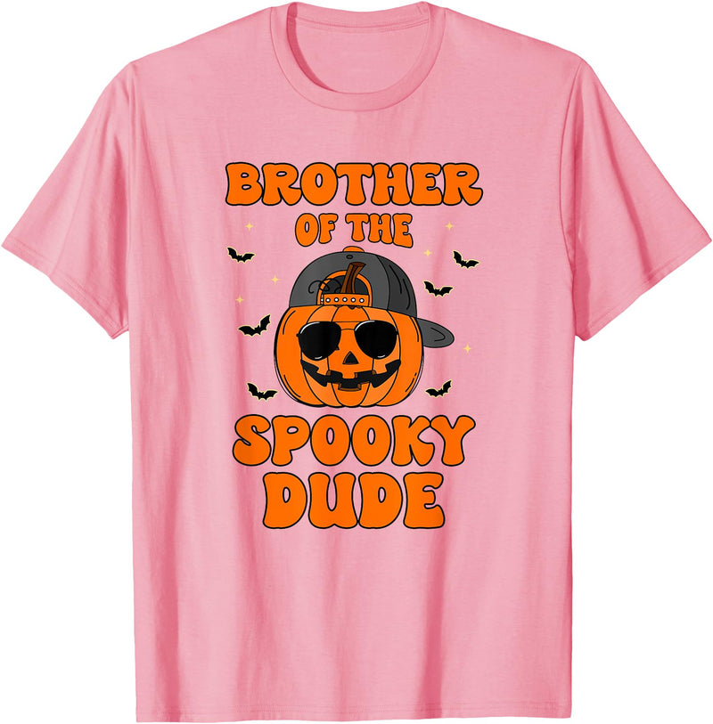 One Spooky Dude 1st Birthday Outfit For Family Brother of The Spooky Dude Halloween Pumpkin Birthday Family T-Shirt - Pink