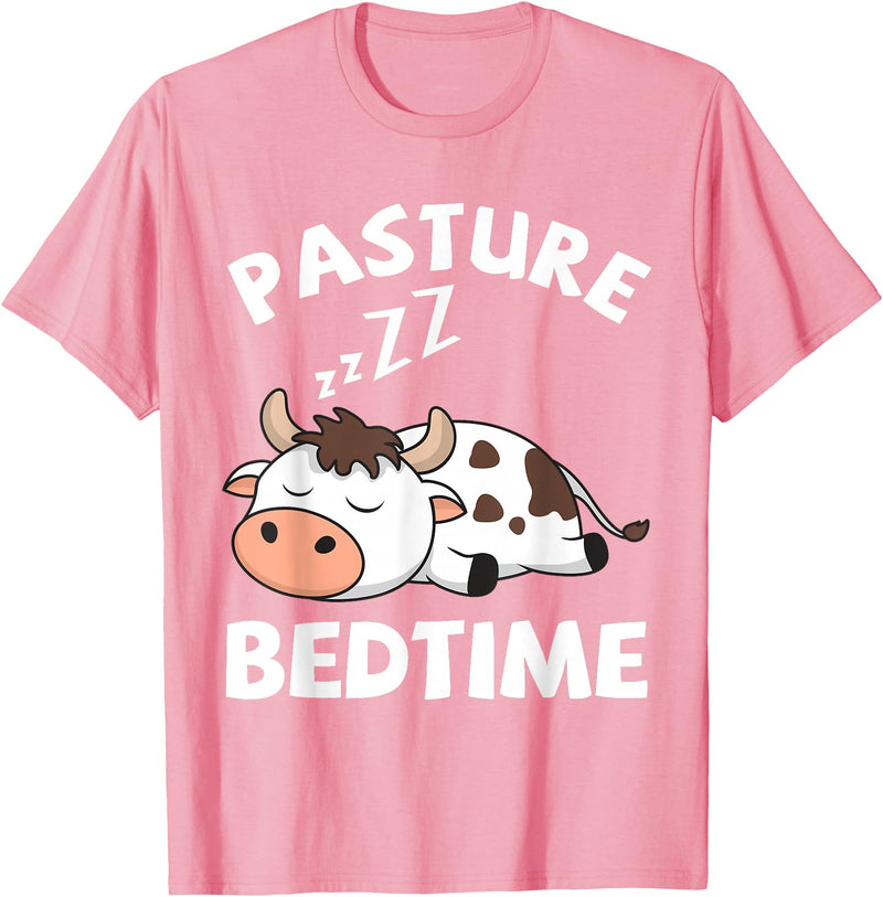 Cow Lovers Gifts Co. Pasture Bedtime Cows Lovers Funny Livestock Breeder Cow Farm T-Shirt - Pink
