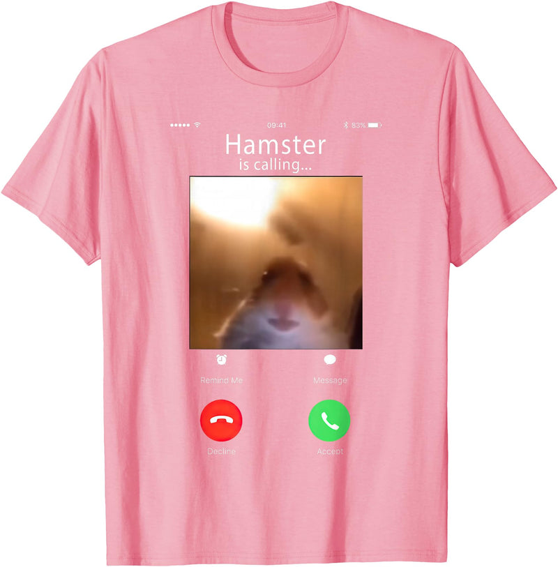dank Meme Hamster Staring Front Camera Hamster Calling T-Shirt - Pink
