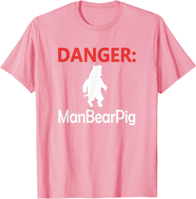 Funny Tees Danger Man Bear Pig T-Shirt - Pink
