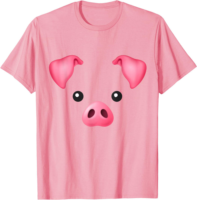 Funny Adult Halloween Tee Shirts DIY Halloween Costume Pink Pig Costume for Kids Adults Shirt T-Shirt - As Pictured
