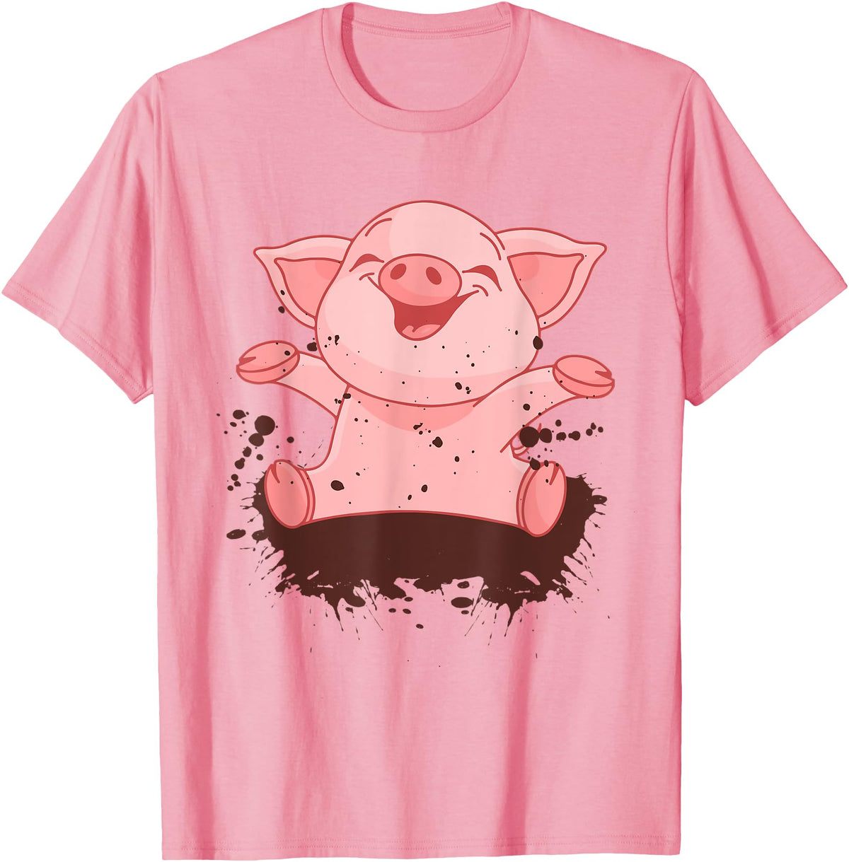 Happy Pig Playing In The Mud Animal Lover Costume Happy Pig Playing In The Mud Funny Animal Lover Costume T-Shirt - Pink