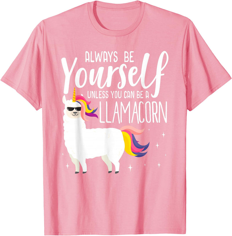 Llamacorn Clothing Always be a Llamacorn T Shirt | Fantasy Magic Llama Unicorn T-Shirt - Pink