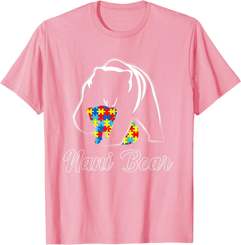 Autism Awareness Nani Bear Puzzle Support Autistic Adults T-Shirt - Pink