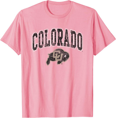 Elite Authentics Colorado Buffaloes Arc Over Vintage Pink T-Shirt
