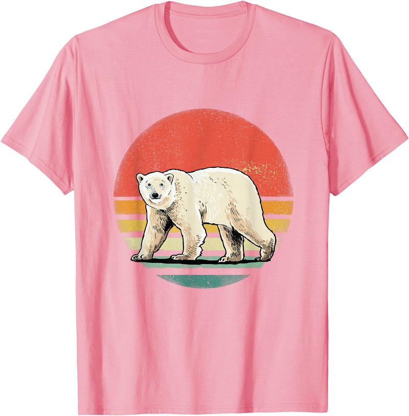 Wowsome! Vintage Polar Bear Tshirt Retro Arctic Animal Bear Lover T-Shirt - Pink