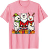 Christmas Polar Bear Santa Elf Reindeer Holiday Cute Christmas Polar Bears in Santa Elf and Reindeer Costume T-Shirt - Pink