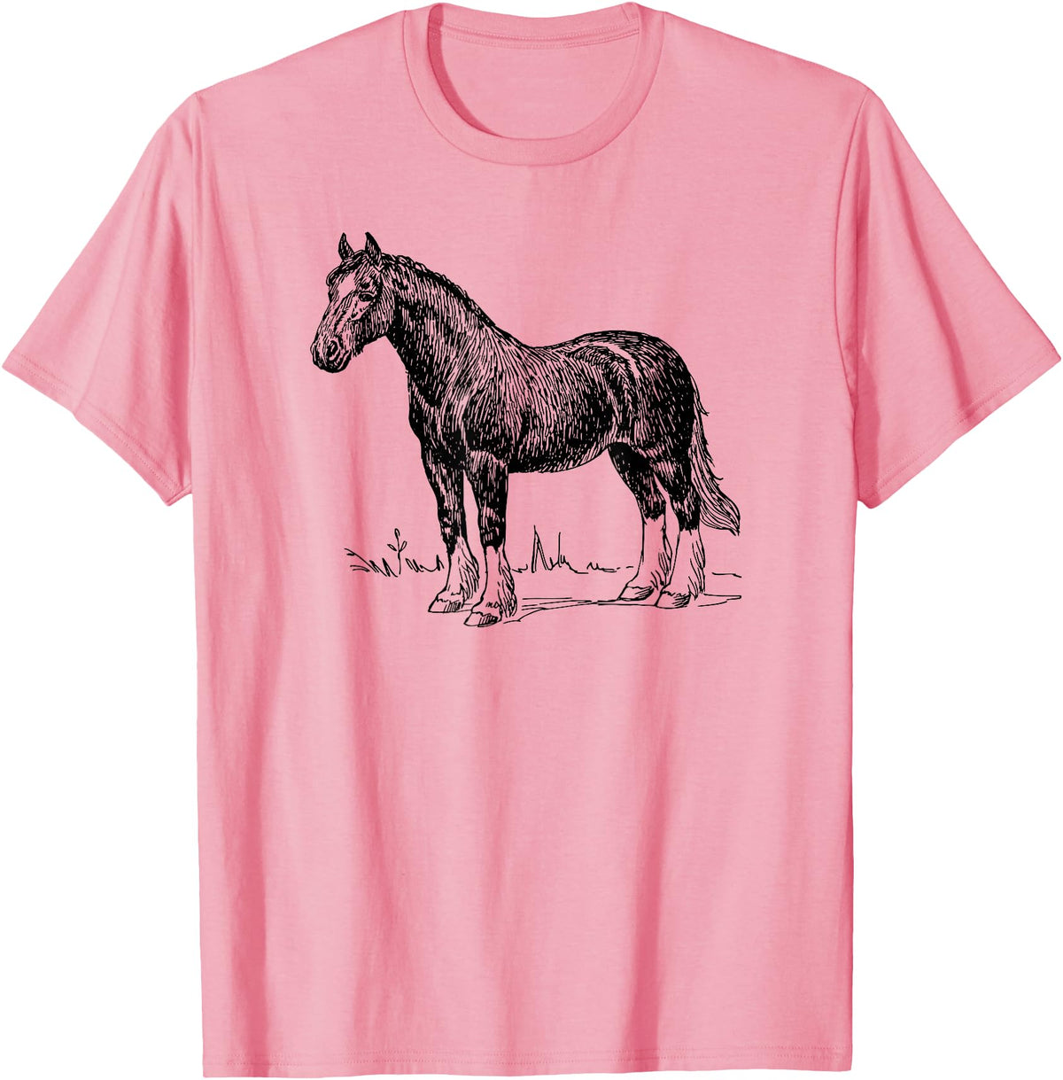 Horse Clydesdale Shirts Horse Clydesdale Workhorse Simple Graphic T-shirt T-Shirt - Pink