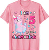 Llamazing Birthday Girl Llama Family BW Art Llama I Am Five and Llamazing 5 Years Old 5th Birthday Girl T-Shirt - Pink