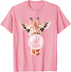 FunnyGiraffeCo. Cute Giraffe Bubble T-Shirt - Pink