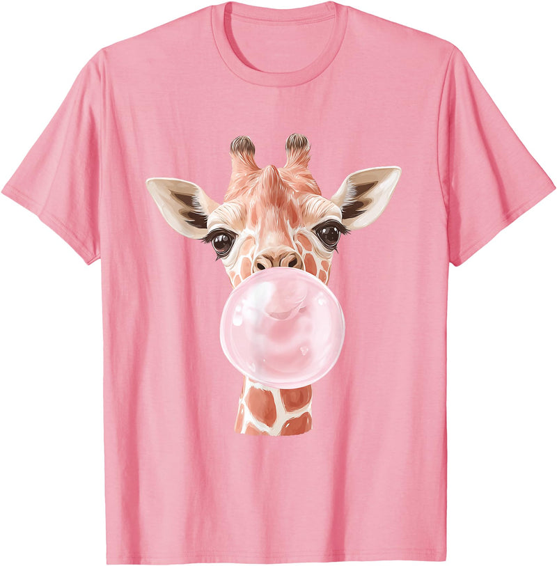 FunnyGiraffeCo. Cute Giraffe Bubble T-Shirt - Pink