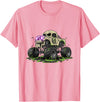 Funny Monster Truck Horror Gift Idea Skeleton Drip Monster Truck Skull Bones Creepy Halloween T-Shirt - Pink