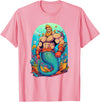 Gay Pride Merman Bear Muscle Daddy Hunk Mermaid LGBTQ Transgender Gay Muscle Dad Bear Mermaid Gay Merman T-Shirt - Pink