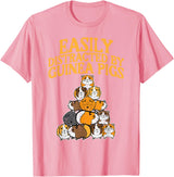 Guinea Pig Shirts For Men Women Kids Gift Easily Distracted by Guinea Pigs Funny Cavy Men Women Kids T-Shirt - Pink