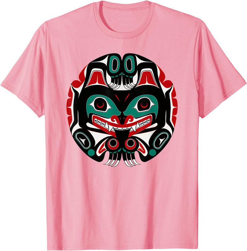Tribal America Alaska Native American Art Tlingit Eagle Tribal Bear Clan T-Shirt - Pink