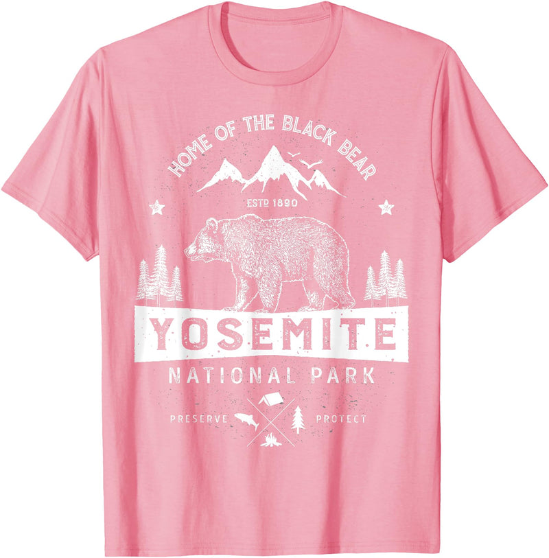 Lique National Park Yosemite National Park T shirt California Bear Vintage Gifts T-Shirt - Pink