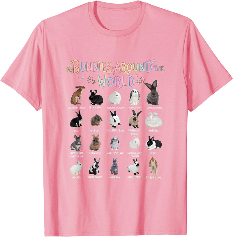 Cute Animal Rabbit Lover Bunny Graphic T-Shirt in Pink