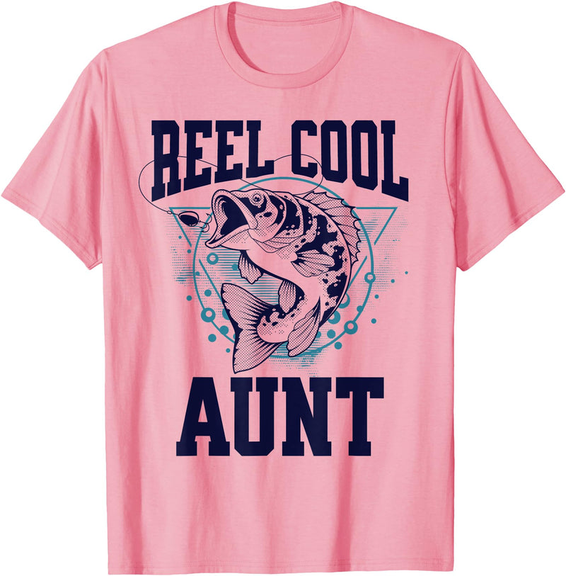 Funny Fishing Aunt Fish Outdoor Funny Fishing Reel Cool Aunt Outdoors T-Shirt - Pink