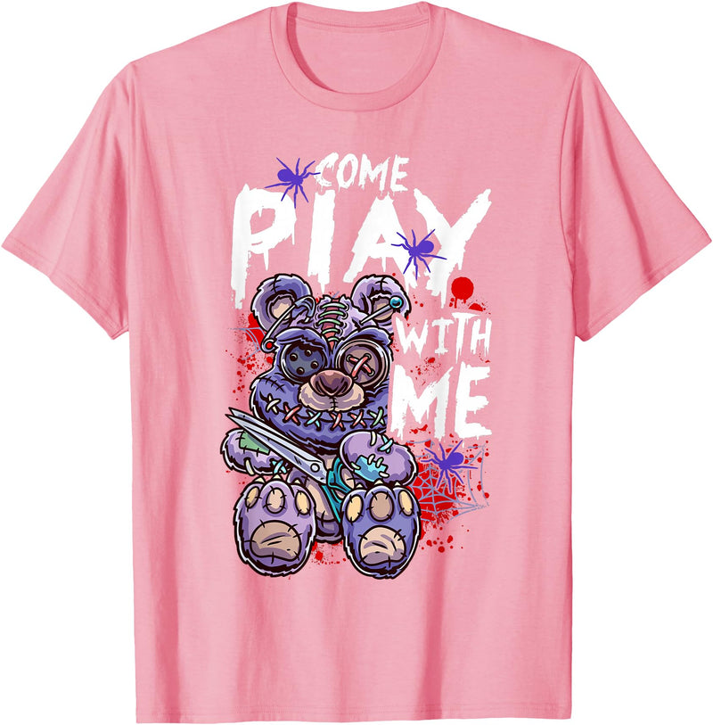 Halloween Gifts & Halloween Shirts by NLTS Scary Killer Teddy Bear Pastel Goth Style Creepy Kawaii T-Shirt - Pink