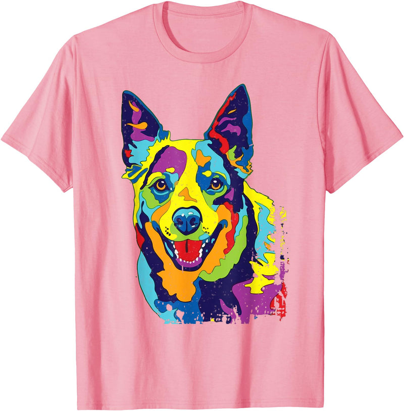 Funny Dog Lover Shirts Cattle Dog Shirt Funny Australian Cattle Dog Pop-Art Shirt T-Shirt - Pink