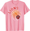 LIONS TEES CO Lions Basketball Red Lion Pride School Spirit Lion Mascot T-Shirt - Pink