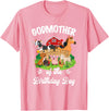 Vintage Retro Birthday Godmother Of The Birthday Boy Party Cow Farm 1St Birthday T-Shirt - Pink