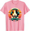Guinea Pig Gamer Video Gaming Headphone Guinea Pig Gamer Video Gaming Animal Headphone Gamepad T-Shirt - Pink