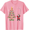 Fishermans Christmas Pajama Gift Tree Lights Merry Fishmas T-Shirt - Pink