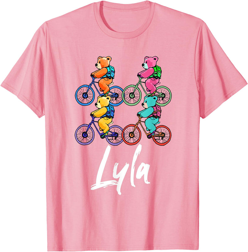 Teddy Bears Cuteness Gear Lyla Cute Teddy Bears And Bikes Bicycle Design T-Shirt - Pink