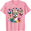 Funny Llama Lover Graphics Cute Llama with Sunglasses Animal Art Graphic Funny Alpaca T-Shirt - Pink