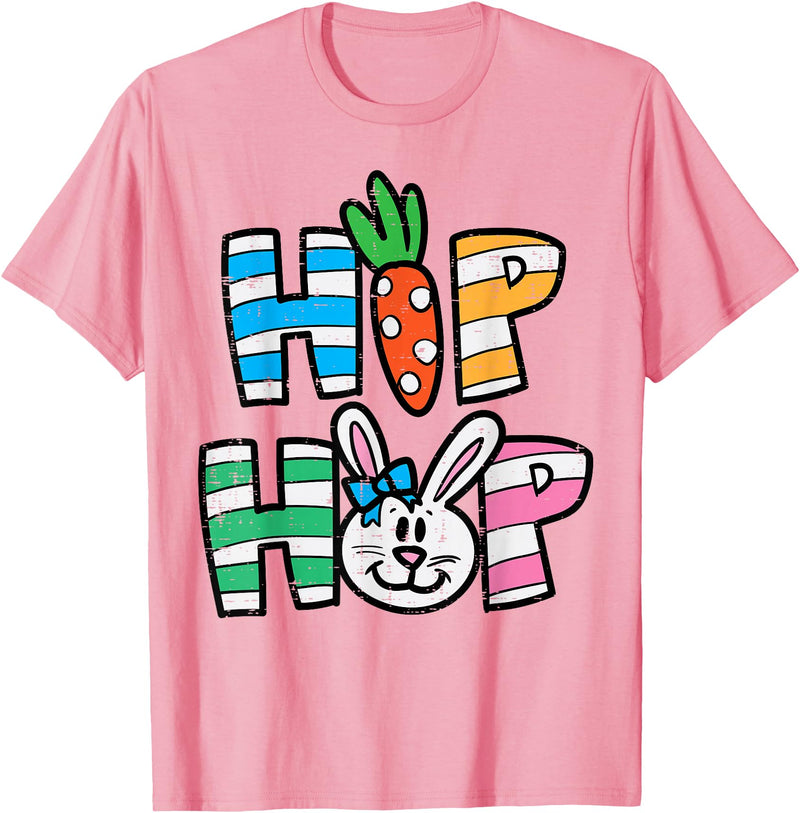Easter Hip Hop Carrot Bunny Rabbit Boys Girls Kids Toddler T-Shirt in Pink
