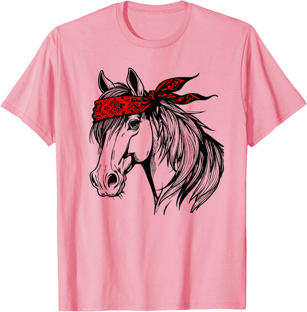 Horse Bandana Designs for Horse Lovers Horse Bandana for Horseback Riding Horse Lover Mother's Day T-Shirt - Pink
