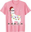 Christmas Llama Santa Hat Ugly Xmas Tee Christmas Llama Santa Hat Ugly Xmas Tree Alpaca Gift T-Shirt - Pink