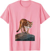 Mountain Lion Prowling and almost about to attack Mountain Lion on The Hunt and About to Pounce T-Shirt - Pink