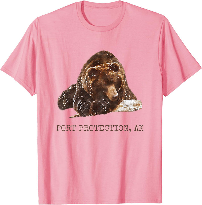 Port Protection Alaska Wild Grizzly Bear Nature Port Protection Brown Grizzly Bear In Snow Alaska Pacific NW T-Shirt - Pink