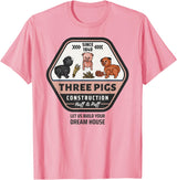 Slightly Unhinged Heather Three Pigs Construction Co. Logo T-Shirt - Pink