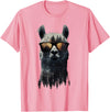 Funny Llama Lover Graphics Funny Alpaca Llama with Sunglasses Animal Graphic T-Shirt - Pink