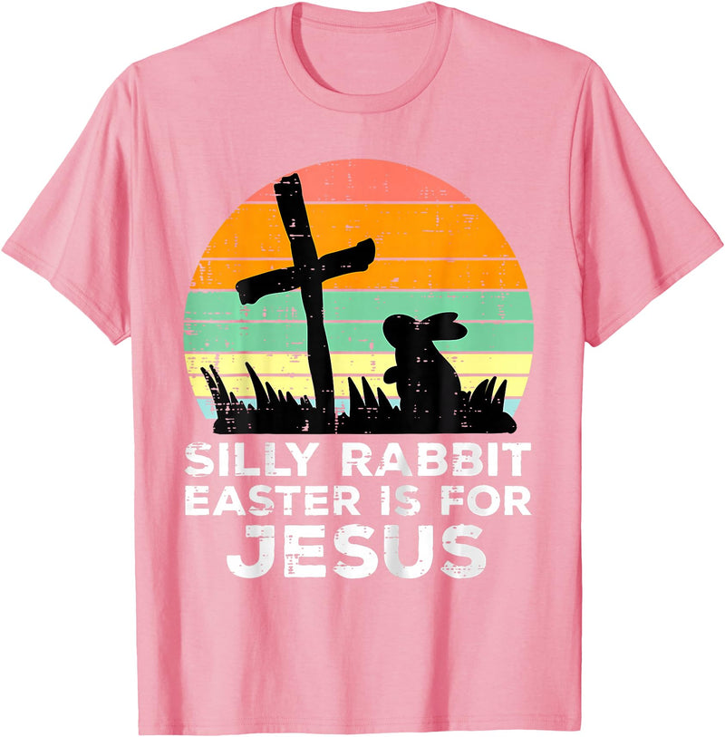 Silly Rabbit Easter Is for Jesus Christians Kids T-Shirt in Pink