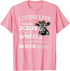apparelaxArt Living Life Somewhere Between Jesus Take The Wheel Cow T-Shirt - Pink