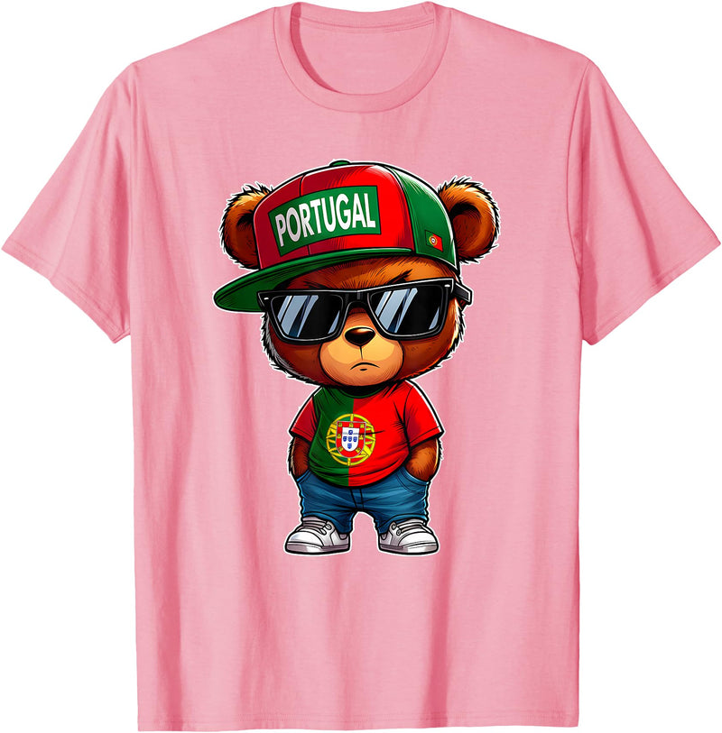 Funny Bandeira Portugal Souvenirs Its In My DNA Proud Teddy Bear Portugal Flag Portuguese Gifts Souvenir T-Shirt - Pink