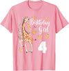 Giraffe Birthday Party by LazyPanda Giraffe 4th Birthday Girl 4 Years Old Giraffe Lover T-Shirt - Pink