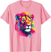 Aesthetic Lion Art I Kids Lion Colorful Lion T-Shirt - Pink