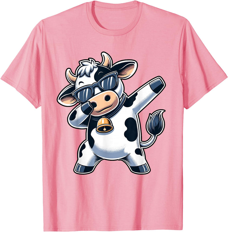 Cool Dab Cow Print Idea for Adult and Kids Cute Dabbing Cow Clothes Men Toddler Boys Farm Animal Kids T-Shirt - Pink