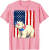 Patriotic USA Flag Polar Bear 4th of July Co. Polar Bear US America Flag Men Women 4th of July Patriotic T-Shirt - Pink