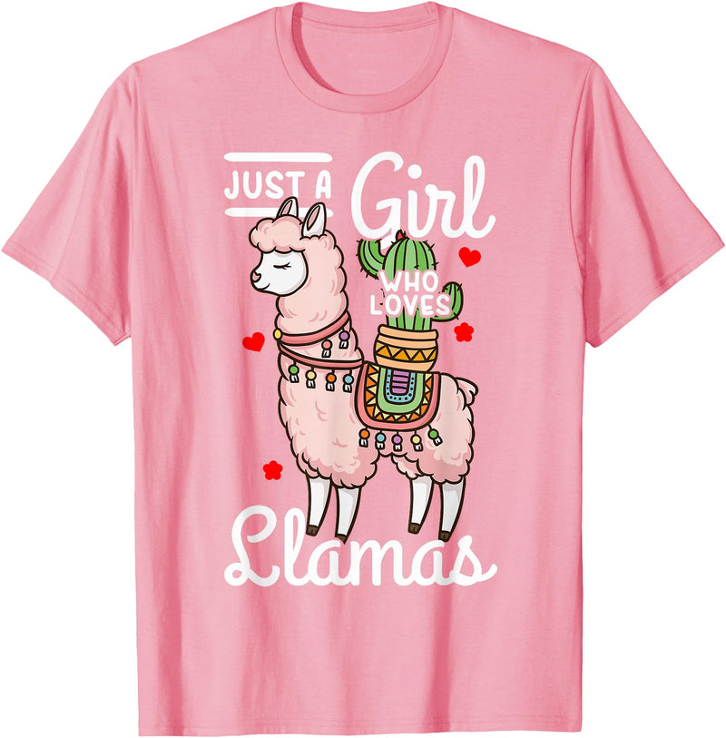 Llama Just a Girl Who Loves Llamas T-Shirt - As Pictured