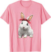 Cute Easter Bunny Rabbit Bow T-Shirt in Pink