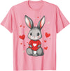 Rabbit Lover Heart Girls Valentine’s Day Women Bunny T-Shirt in Pink