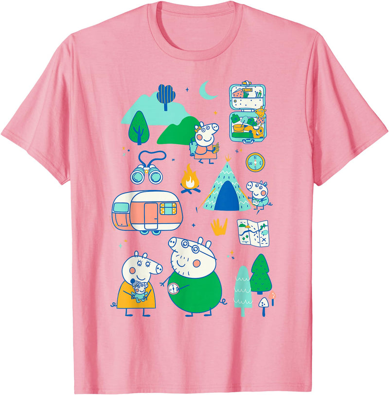 Peppa Pig Family Vacation Outdoor Caravan Camping Trip T-Shirt - Pink